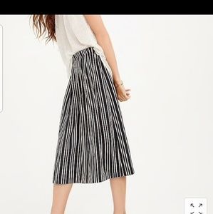 J Crew Midi Skirt Black White Stripe 0